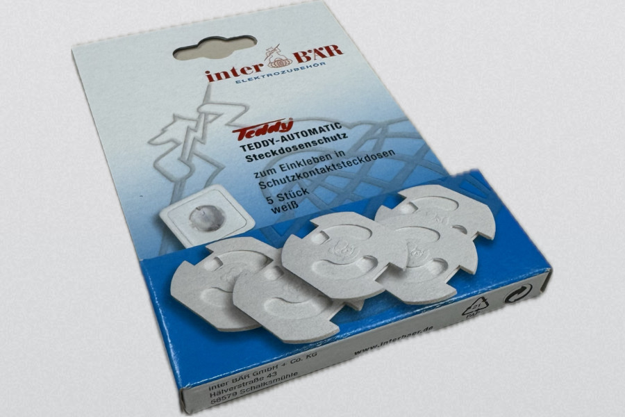 Teddy-Automatic, Steckdosenschutz zum Einkleben in Schutzkontakt-Steckdosen, Made in Germany, 5 Stück auf Karte