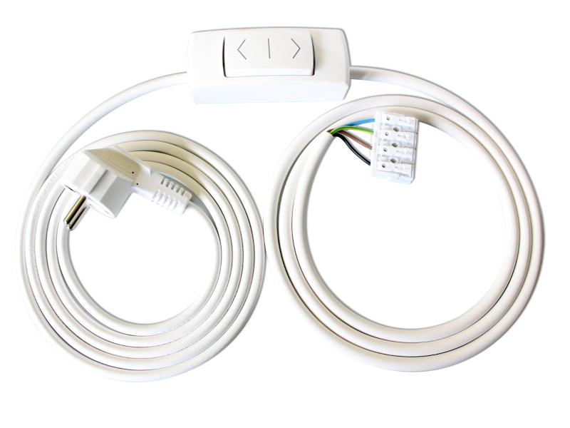 Blind intermediate switch, 10 A, 230 V~, assembled with 2 m supply cable, as a setting/auxiliary switch for roller shutter or blind drivers, als Einstell-/Hilfsschalter für Rolladen- bzw. Jalousieantriebe
