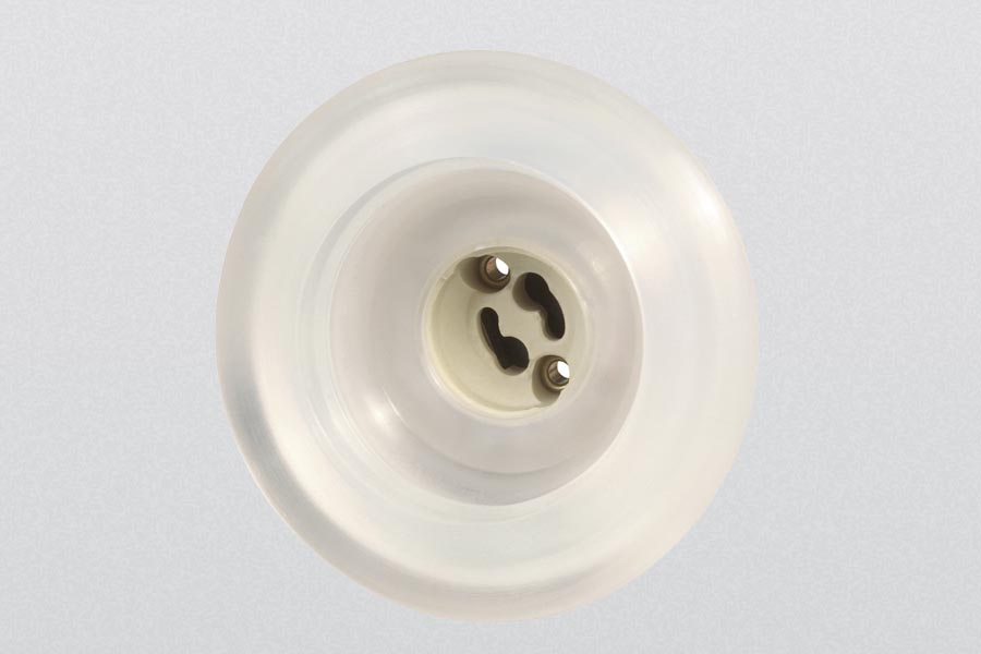 Silikon-Einbaustrahlergehäuse  für Hochvolt-Halogen- und LED-Leuchtmittel mit GU10 Lampensockel, wetter- und seeklimabeständig