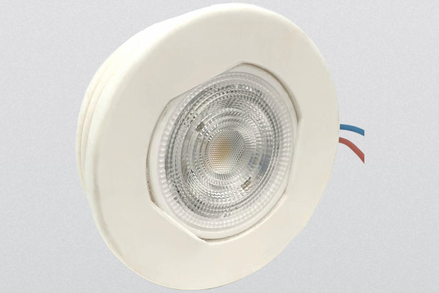 Silikon-Einbaustrahlergehäuse MAXI flach, für LED-Module, Serie 1000, weiß, mit LED-Modul