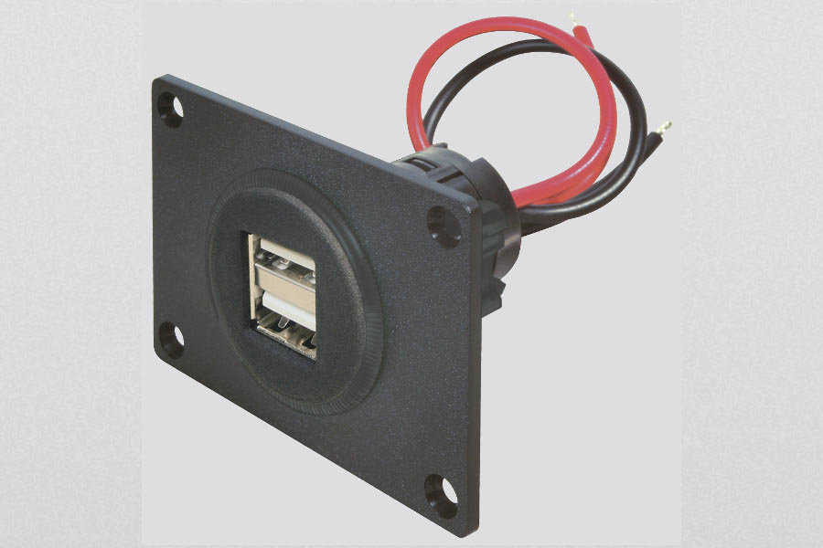 Power Double USB Socket with mounting plate